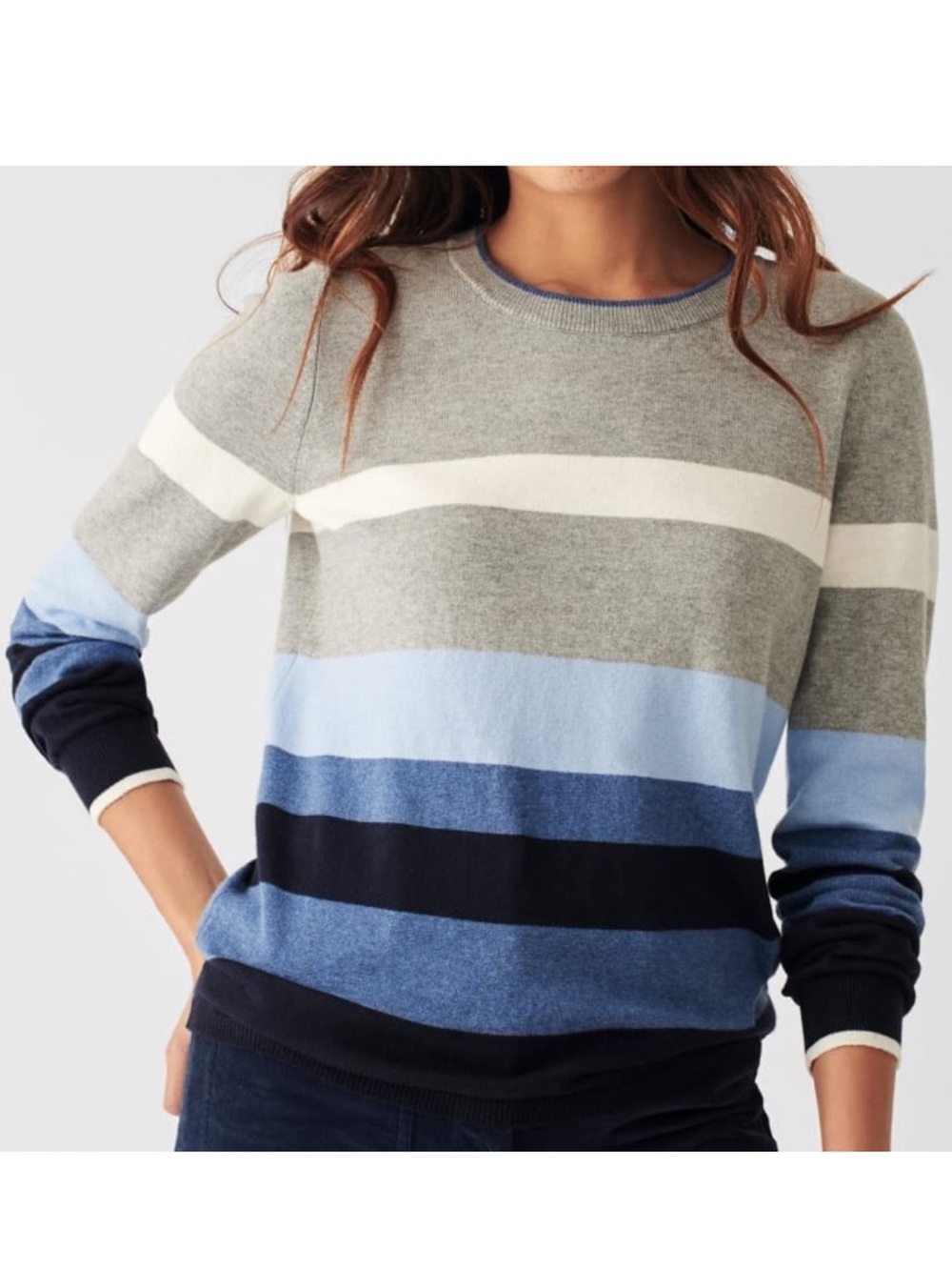 NWT FAHERTY Ollie Crew Sweater In Flannel
Multi Blue Gray Women’s Size Medium